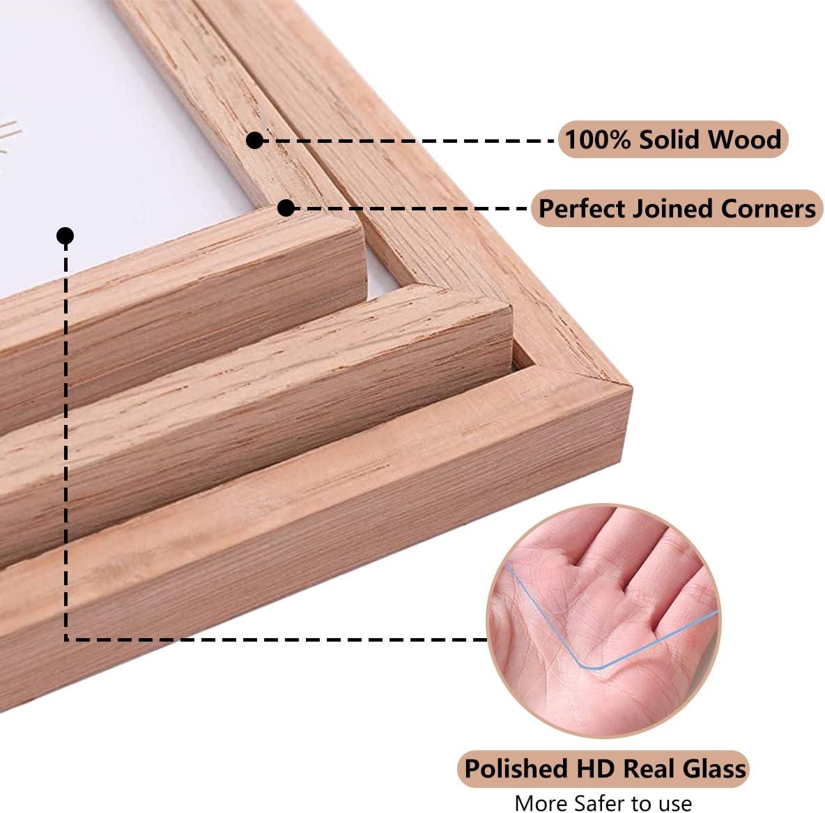 ATOBART 8x10 Set of 2 Oak Wood Picture Frame Solid Wooden Photo Frame Natural Wood Color Frames with Real Glass for Wall Mounting or Tabletop Living Room Bedroom Home Decor