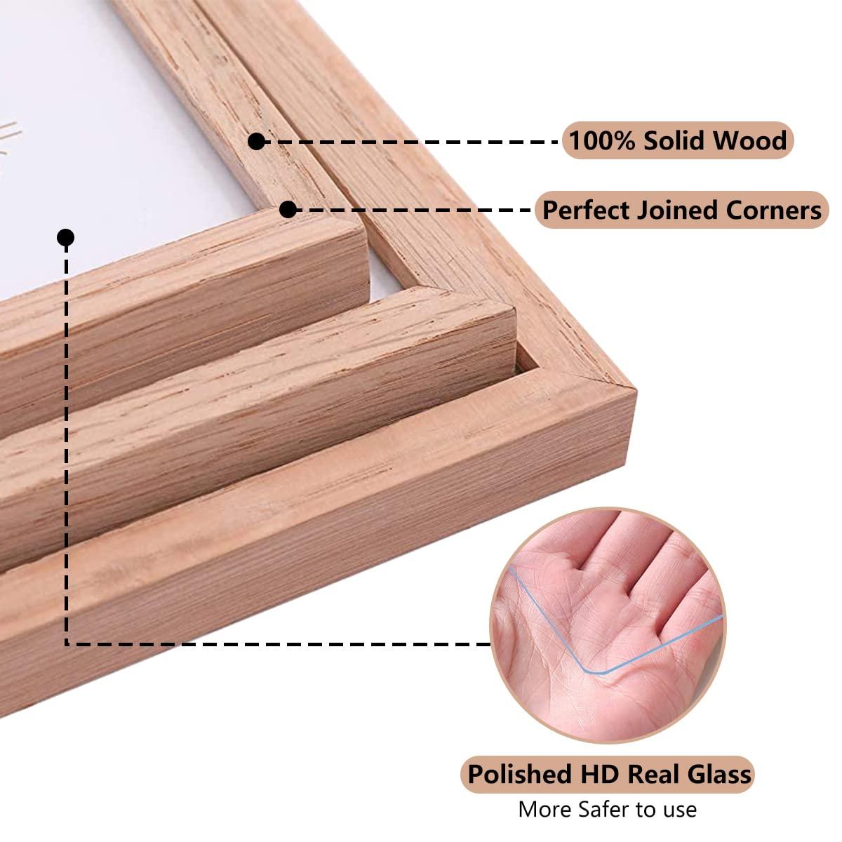 ATOBART 8x10 Set of 2 Oak Wood Picture Frame Solid Wooden Photo Frame Natural Wood Color Frames with Real Glass for Wall Mounting or Tabletop Living Room Bedroom Home Decor