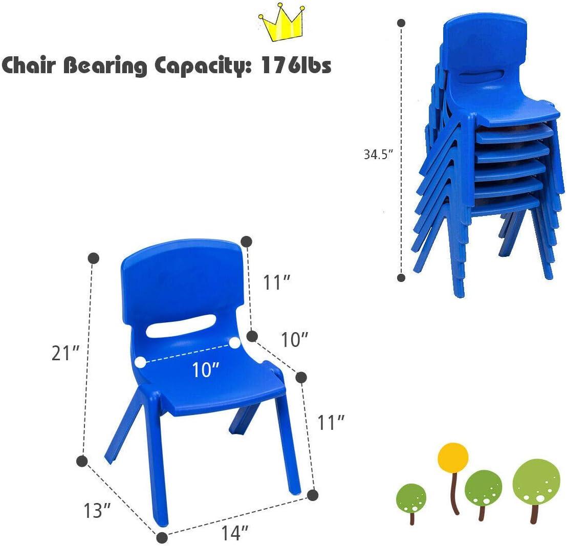 Topcobe 6-pack Kids Plastic Stackable Classroom Chairs, Toddler Living Room Chair-Blue
