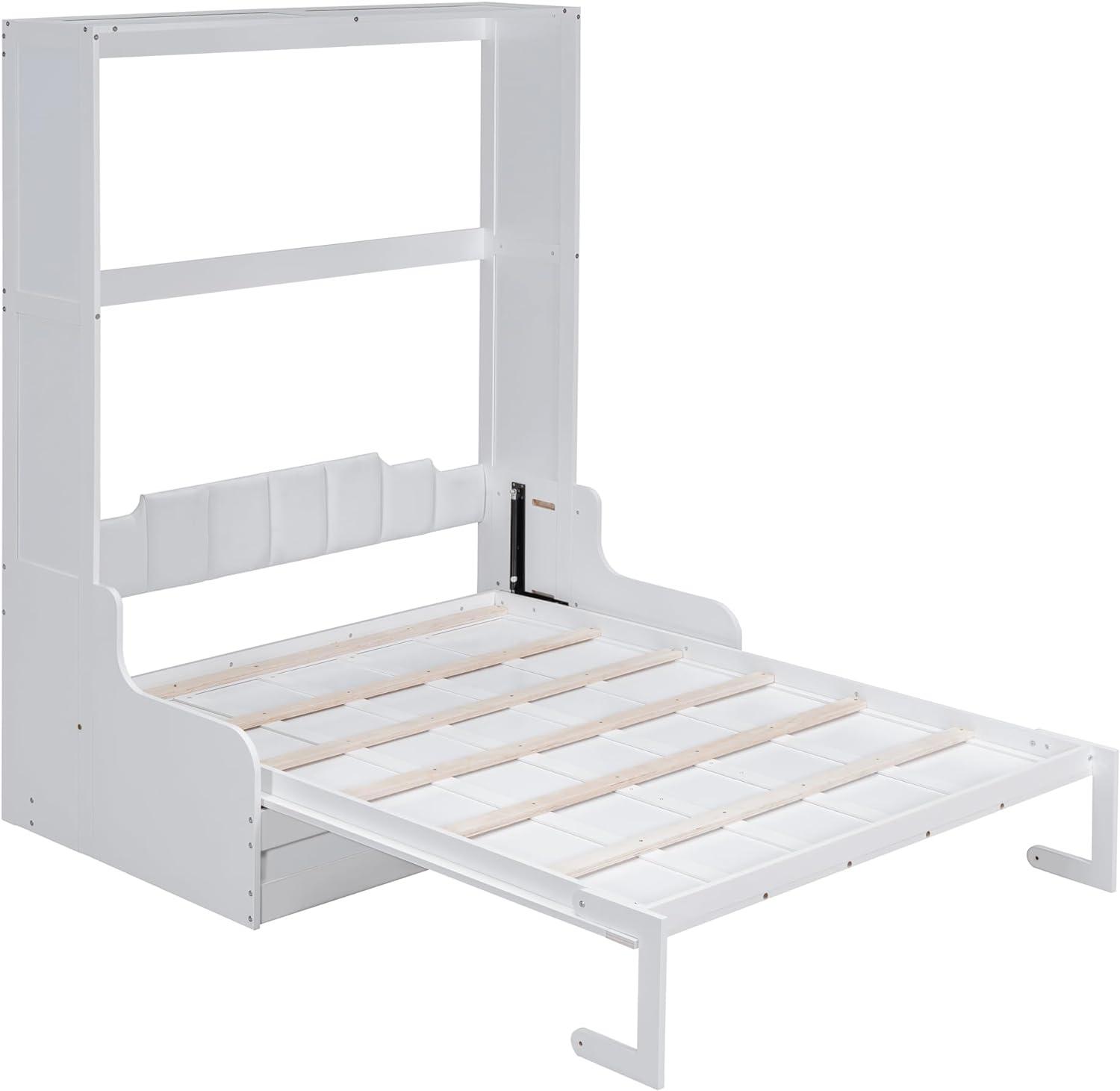 GZMWON Queen Size Murphy Bed Wall Bed With Cushion,White