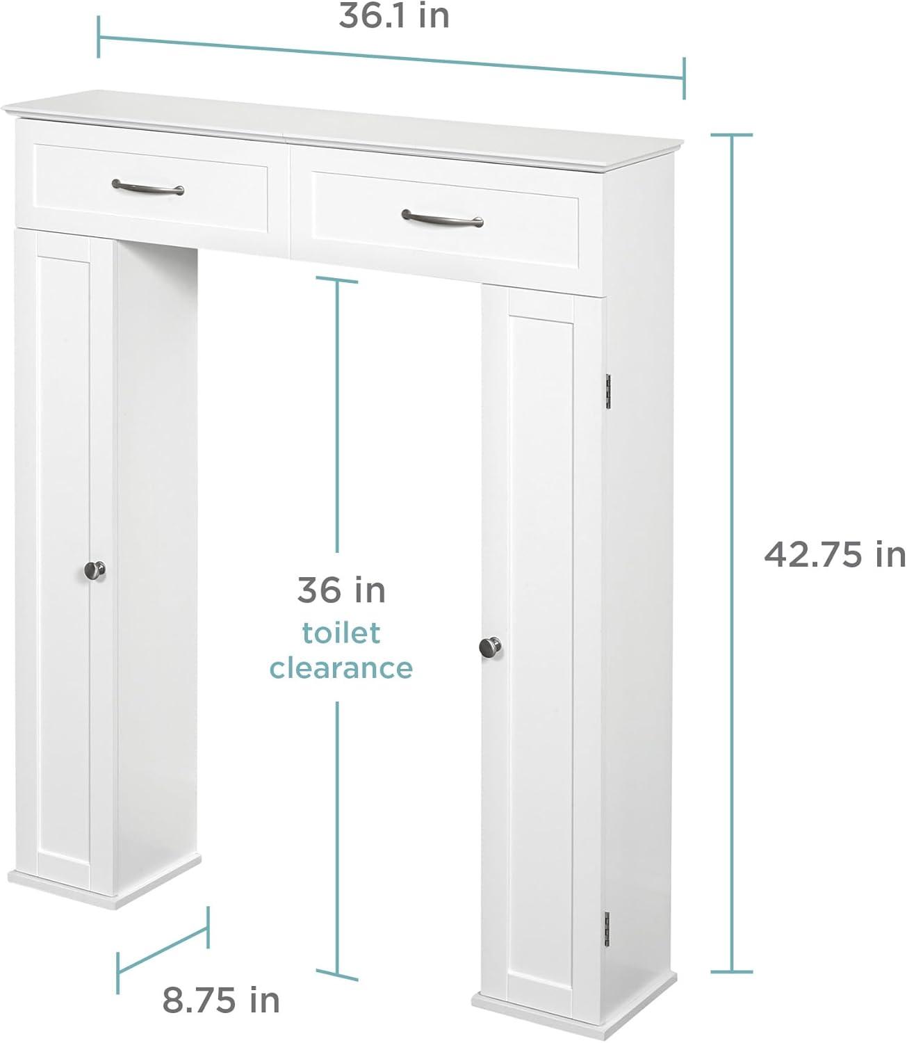 White Adjustable Over-the-Toilet Storage Cabinet with Doors