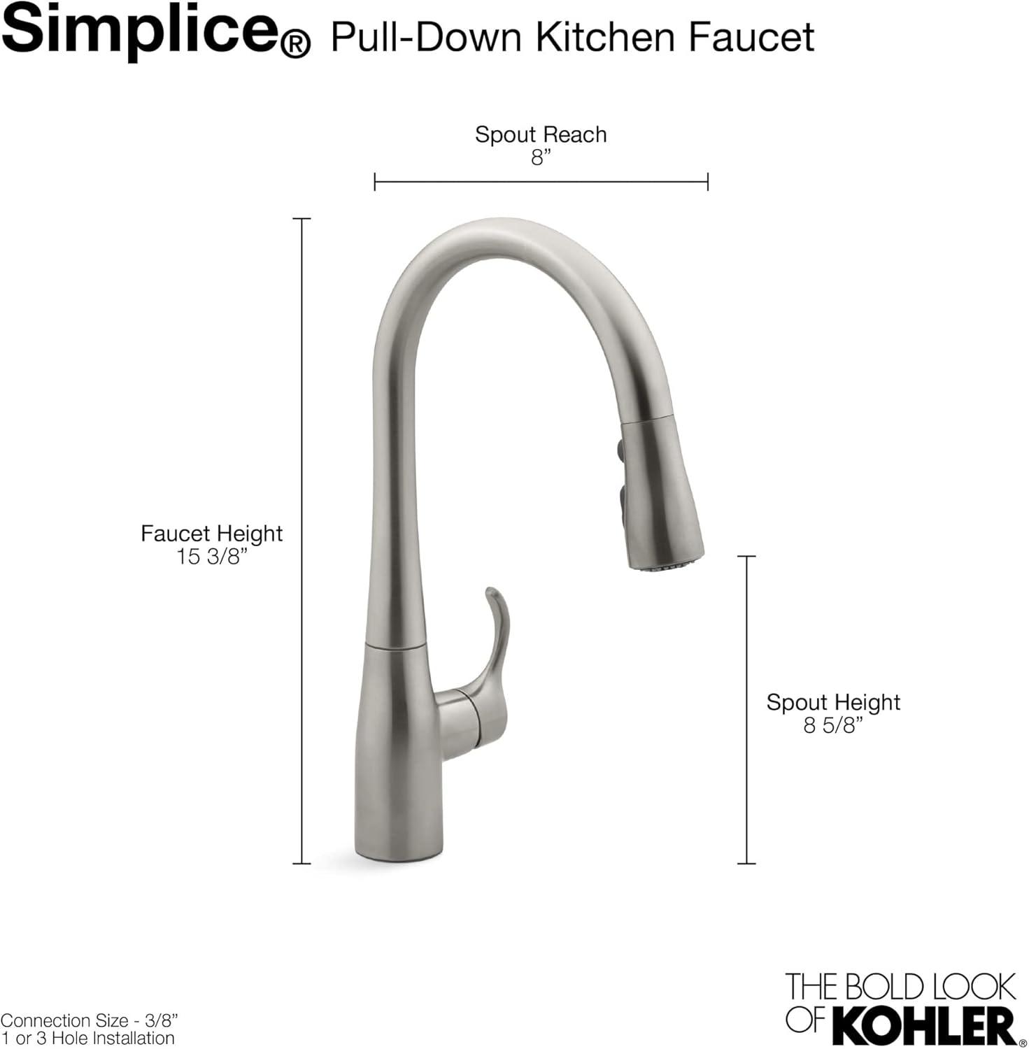 Simplice® Single-Handle Pull Down Bar Sink Faucet with Three-Function Sprayhead