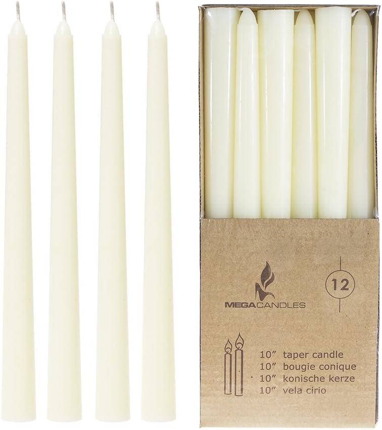 Ivory 10" Dripless Flameless Taper Candles Set of 12