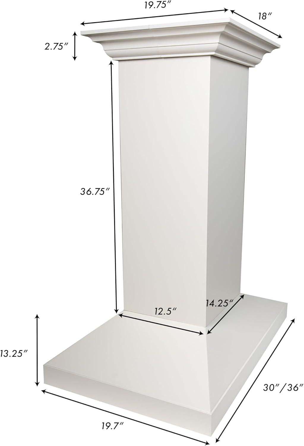 ZLINE 36 in. Wooden Island Mount Range Hood in White - Includes Motor
