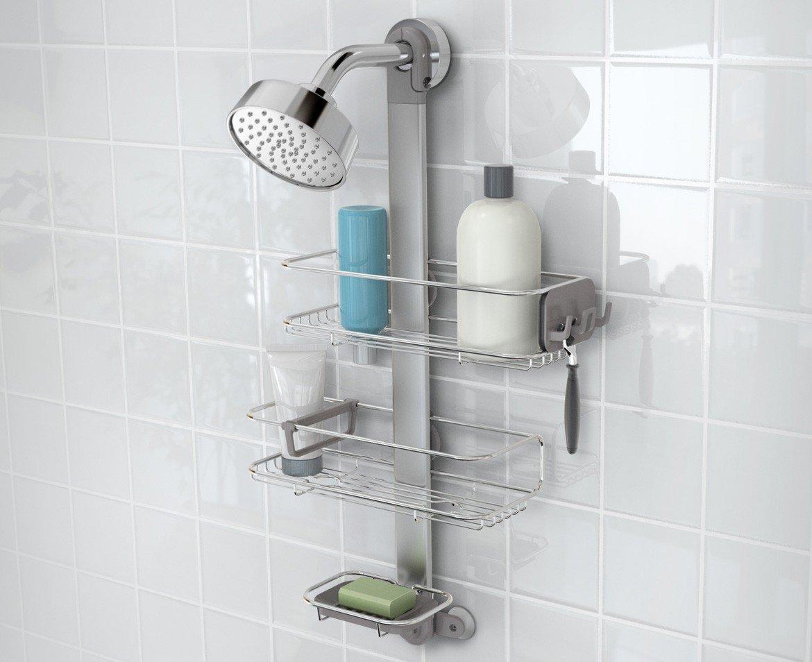 Simplehuman Medium Adjustable Shower Caddy, Stainless Steel/Anodized Aluminum Rust-Proof Frame