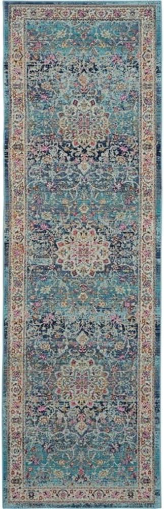 Nourison Vintage Kashan VKA01 Blue/Ivory/Orange Indoor Area Rug - 2'4 x 8'