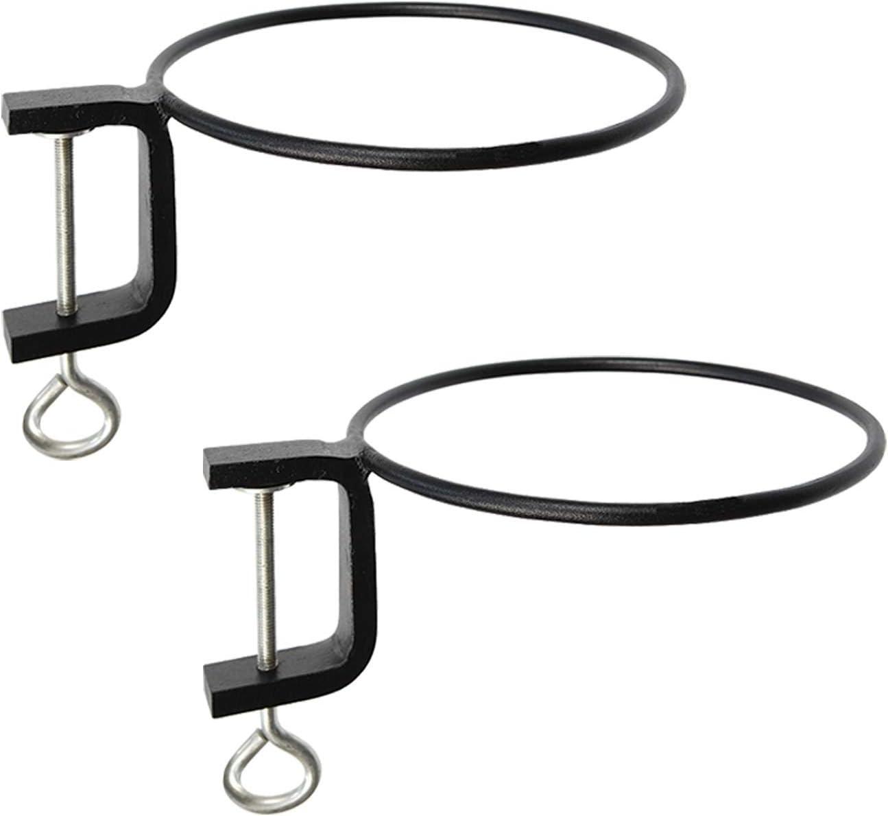 Black Iron Weather Resistant Clamp-On Flower Pot Holder Rings