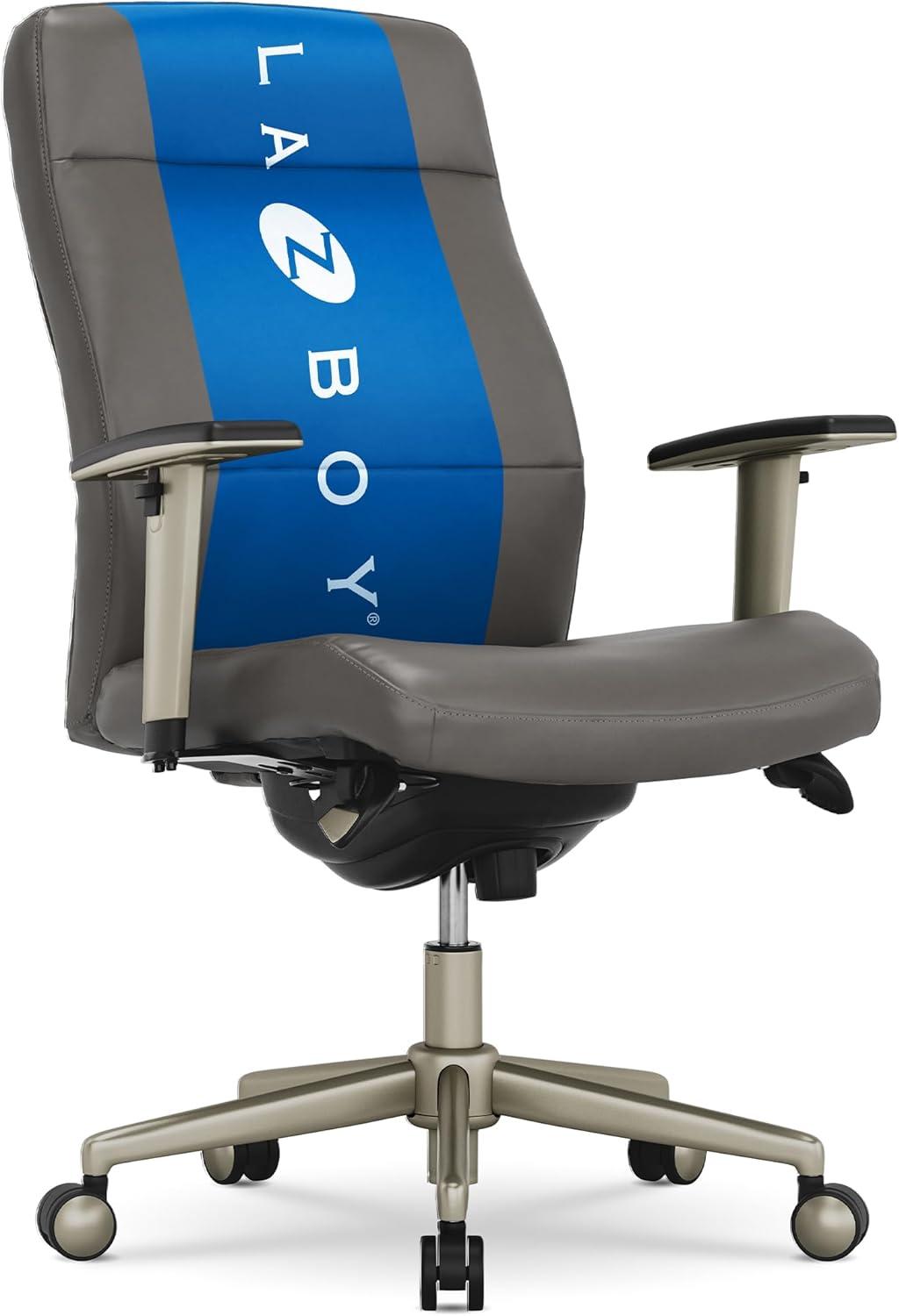 La-Z-Boy Baylor Bonded Leather Adjustable Ergonomic Executive Office Chair with Lumbar Support
