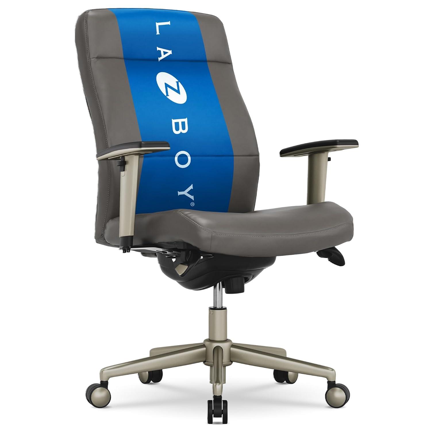 La-Z-Boy Baylor Bonded Leather Adjustable Ergonomic Executive Office Chair with Lumbar Support