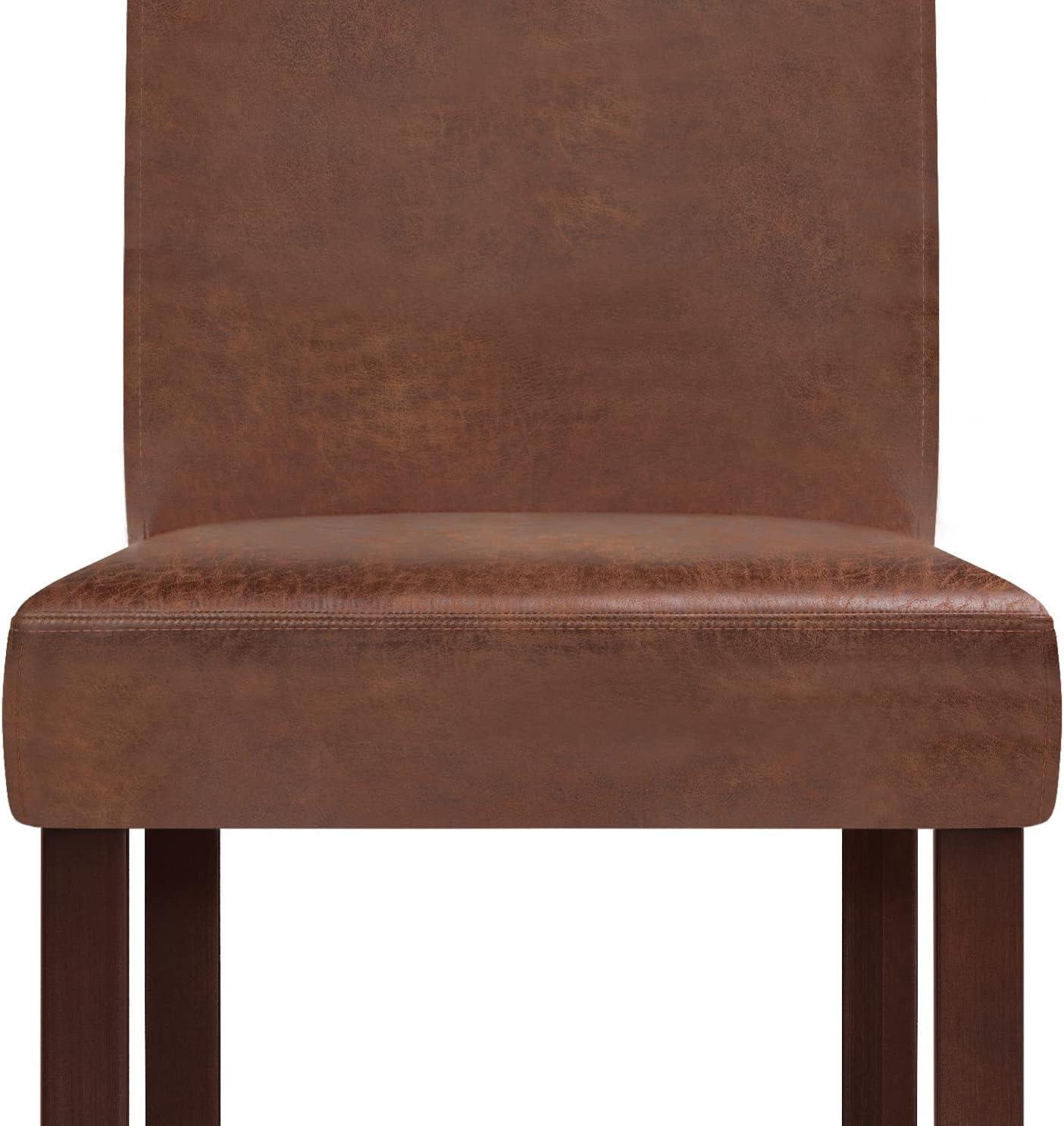 Simpli Home Upholstered Parson Dining Chair with Tufted Backrest and Solid Wood Frame