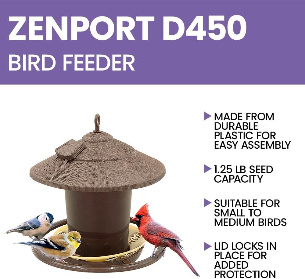 Zenport Industries D-450 Multi-Bird Hanging Feeder with Roof, 1.23 lb Capacity, Multicolor