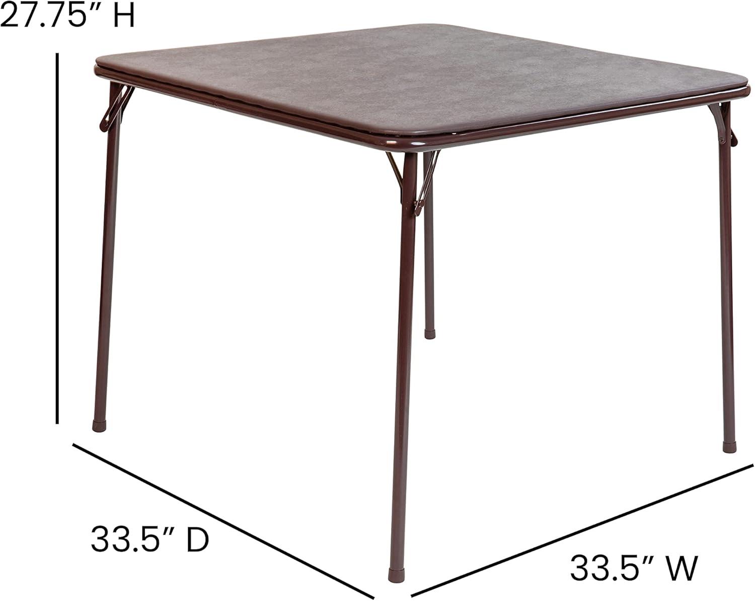 Emma and Oliver Foldable Card Table with Vinyl Table Top - Game Table - Portable Table