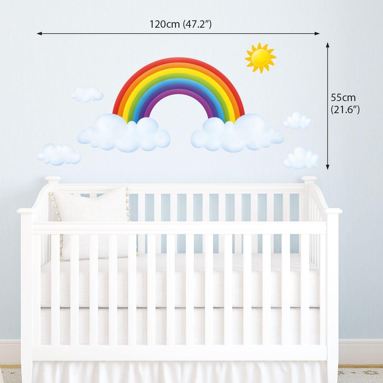 DECOWALL SG2-1713 Rainbow and Clouds Kids Wall Stickers Wall Decals Peel and Stick Removable Wall Stickers for Kids Nursery Bedroom Living Room décor