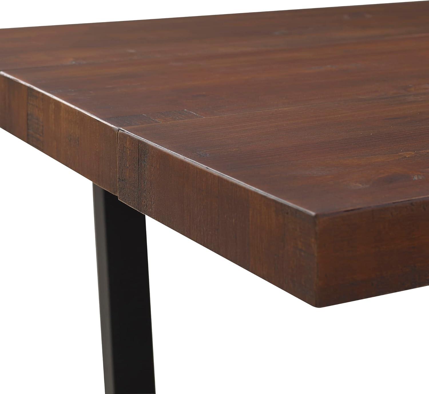 Modern Distressed Solid Wood and Metal Open Frame Dining Table
