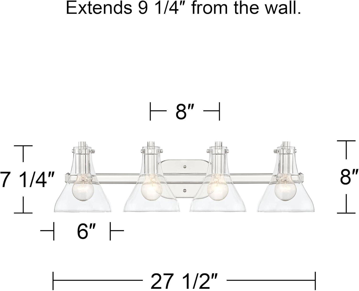 Sorren 32" Polished Nickel Dimmable Wall Light with Clear Glass Shades