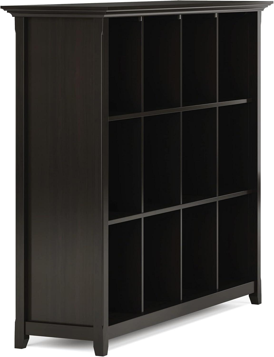 Hickory Brown 57" Solid Wood 12-Cube Storage Bookcase