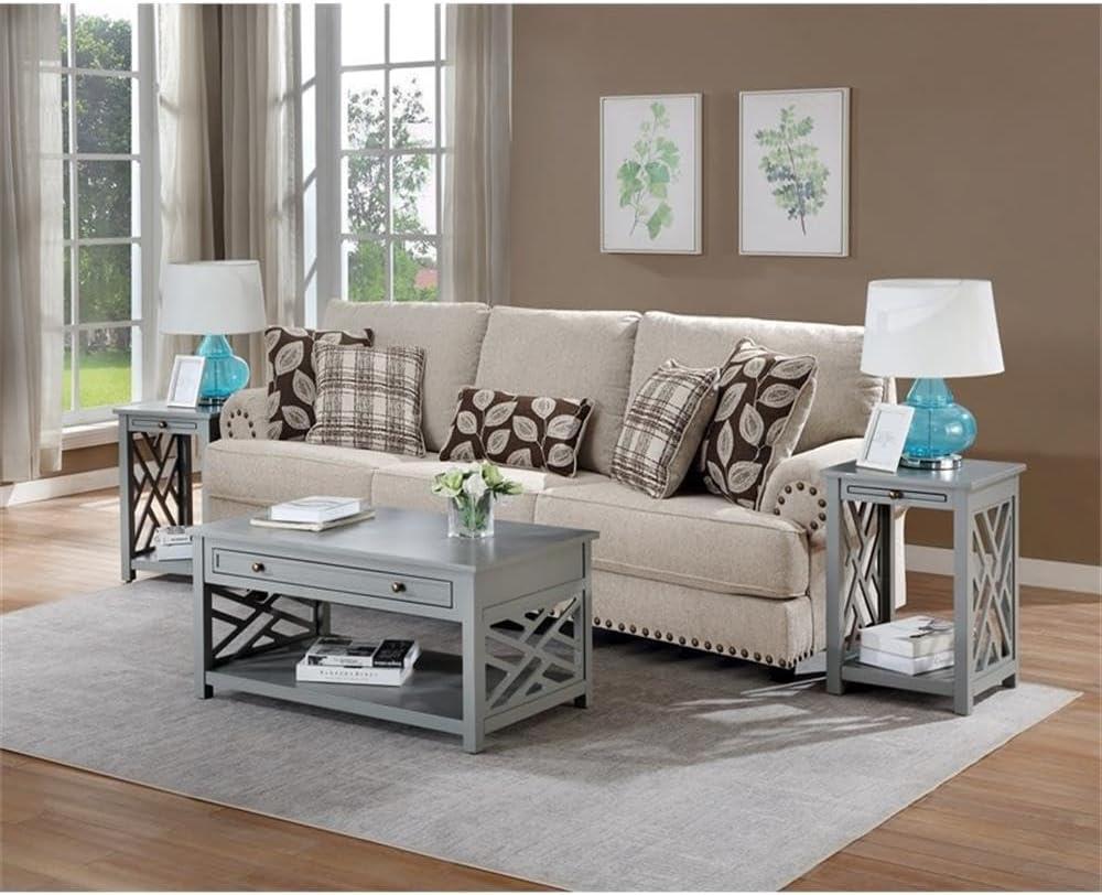 Alaterre Coventry 36" Coffee Table with Drawer and Two End Tables with Tray, Set of 3