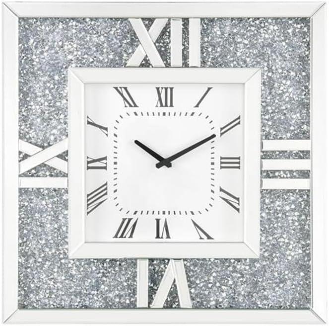 Noralie Wall Clock in Mirrored & Faux Diamonds