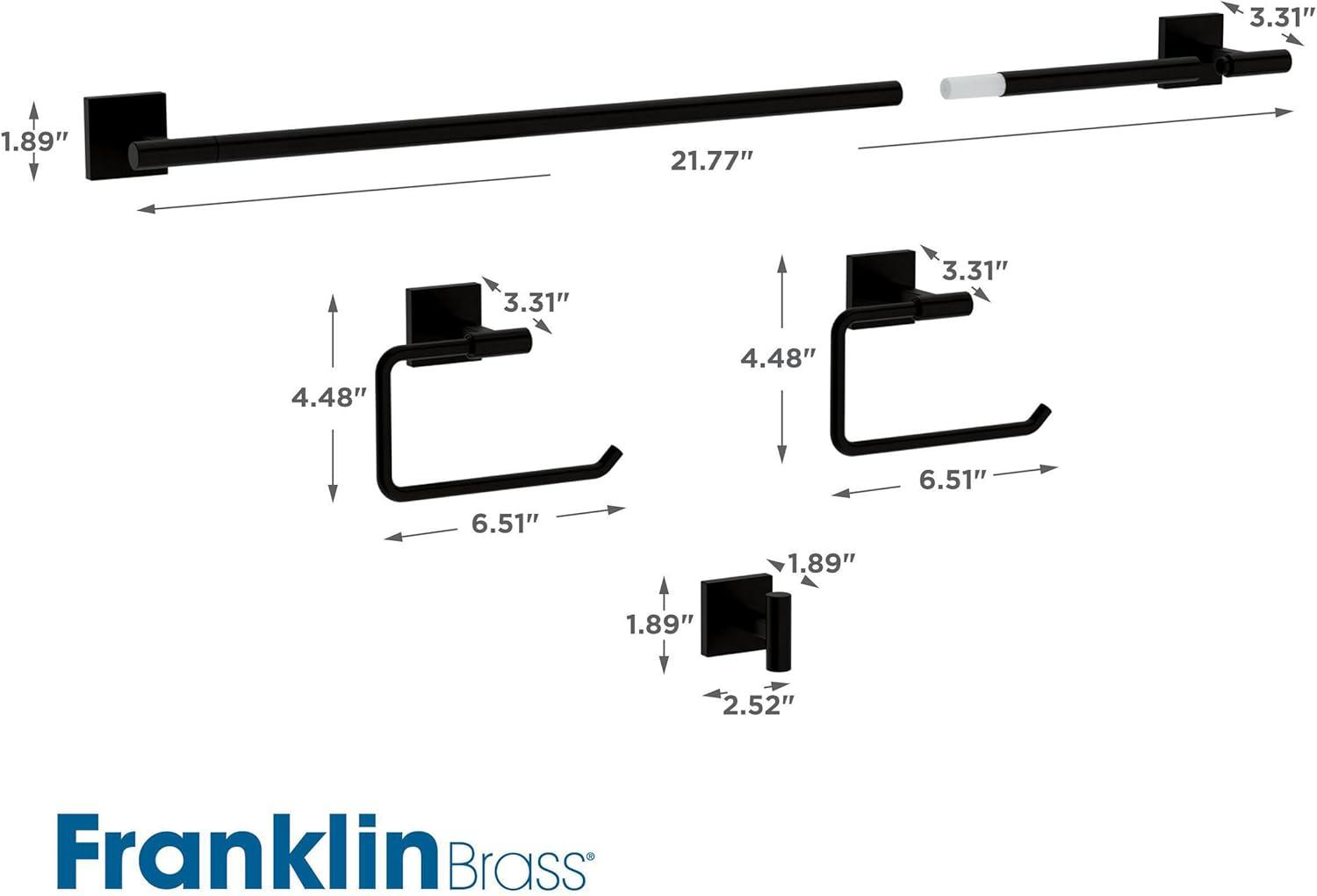 Nash 4-Piece Bath Hardware Set 18" Towel Bar w/ Extender Toilet Paper Holder Towel Holder Towel Hook