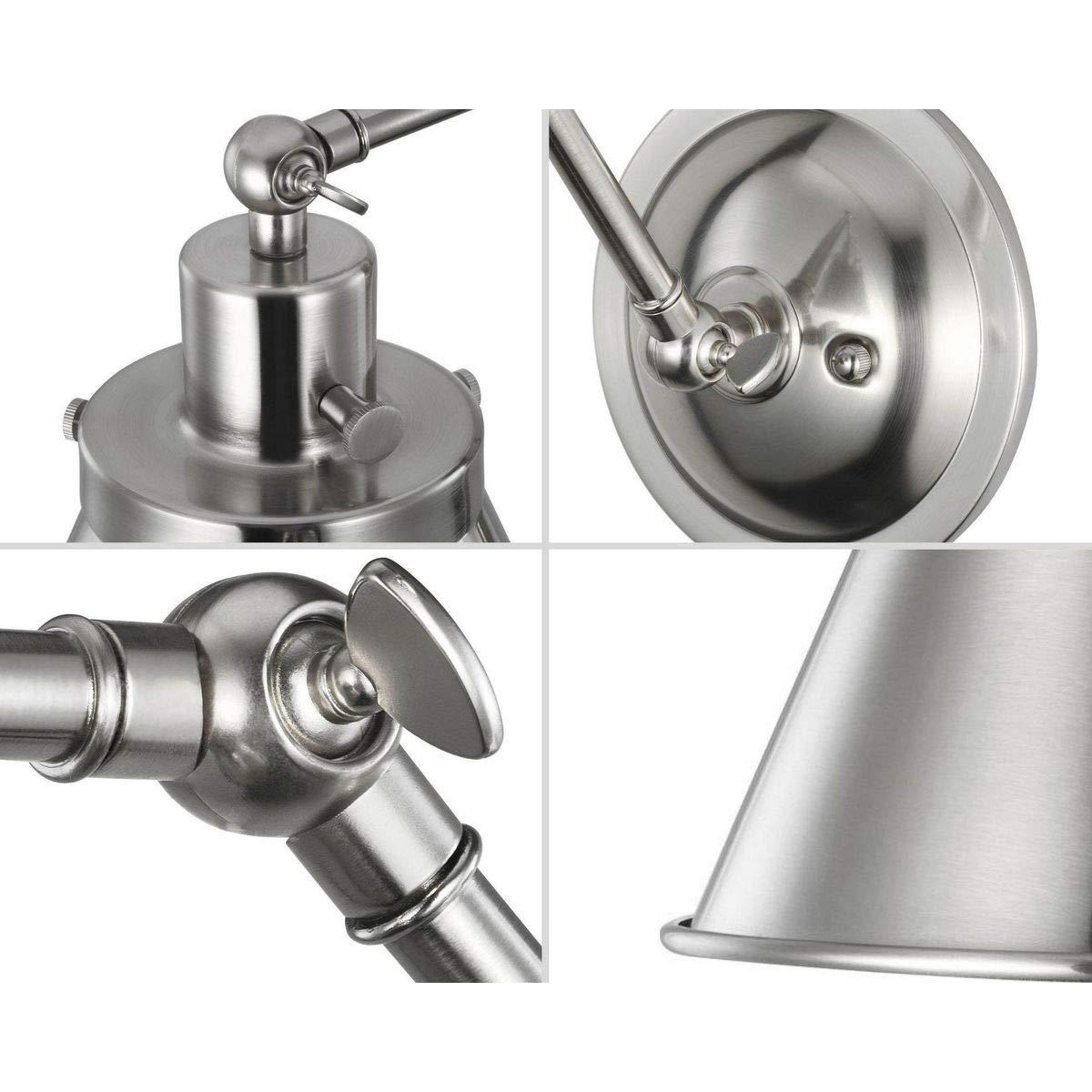 Progress Lighting Hinton 1-Light Swing Arm Wall Bracket, Brushed Nickel, Metal Shade