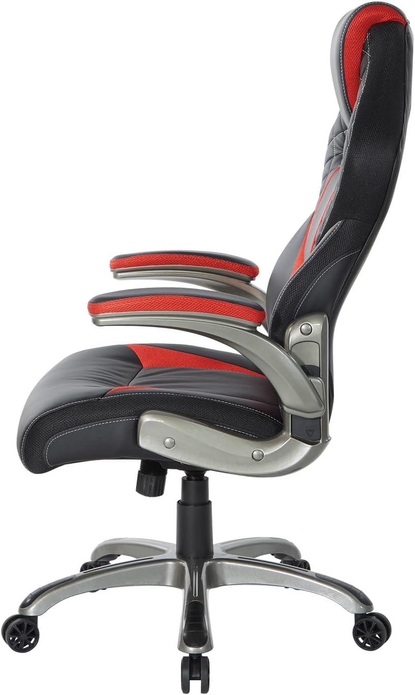 Oversite Black and Red Faux Leather Gaming Chair