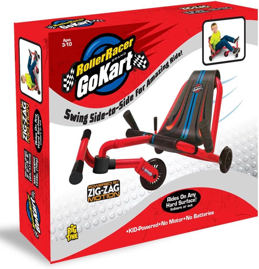 Roller Racer Red Go Kart, - Swing Side-to-Side for Amazing Ride, Powered by Zig-Zag Motion