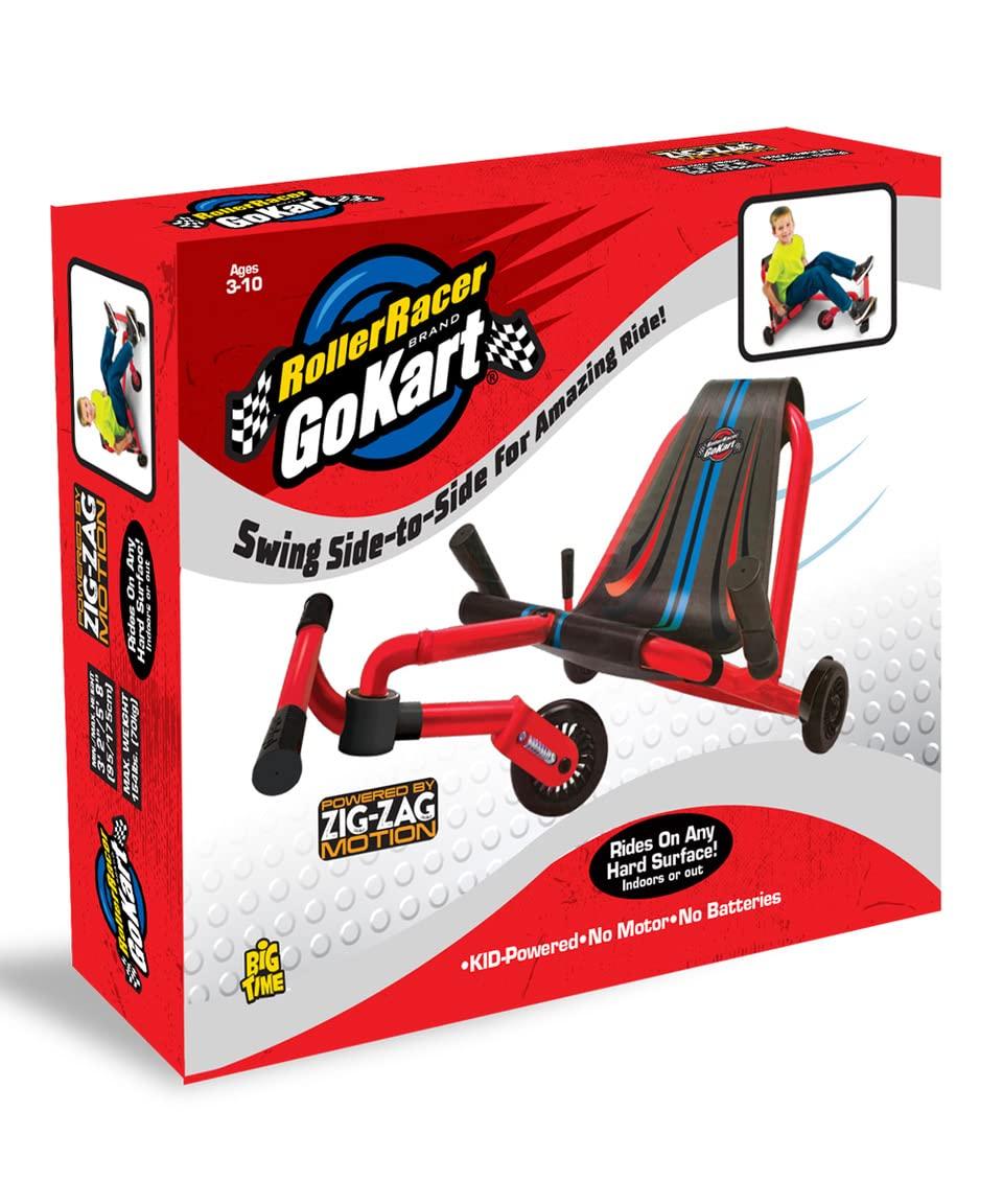Roller Racer Red Go Kart, - Swing Side-to-Side for Amazing Ride, Powered by Zig-Zag Motion