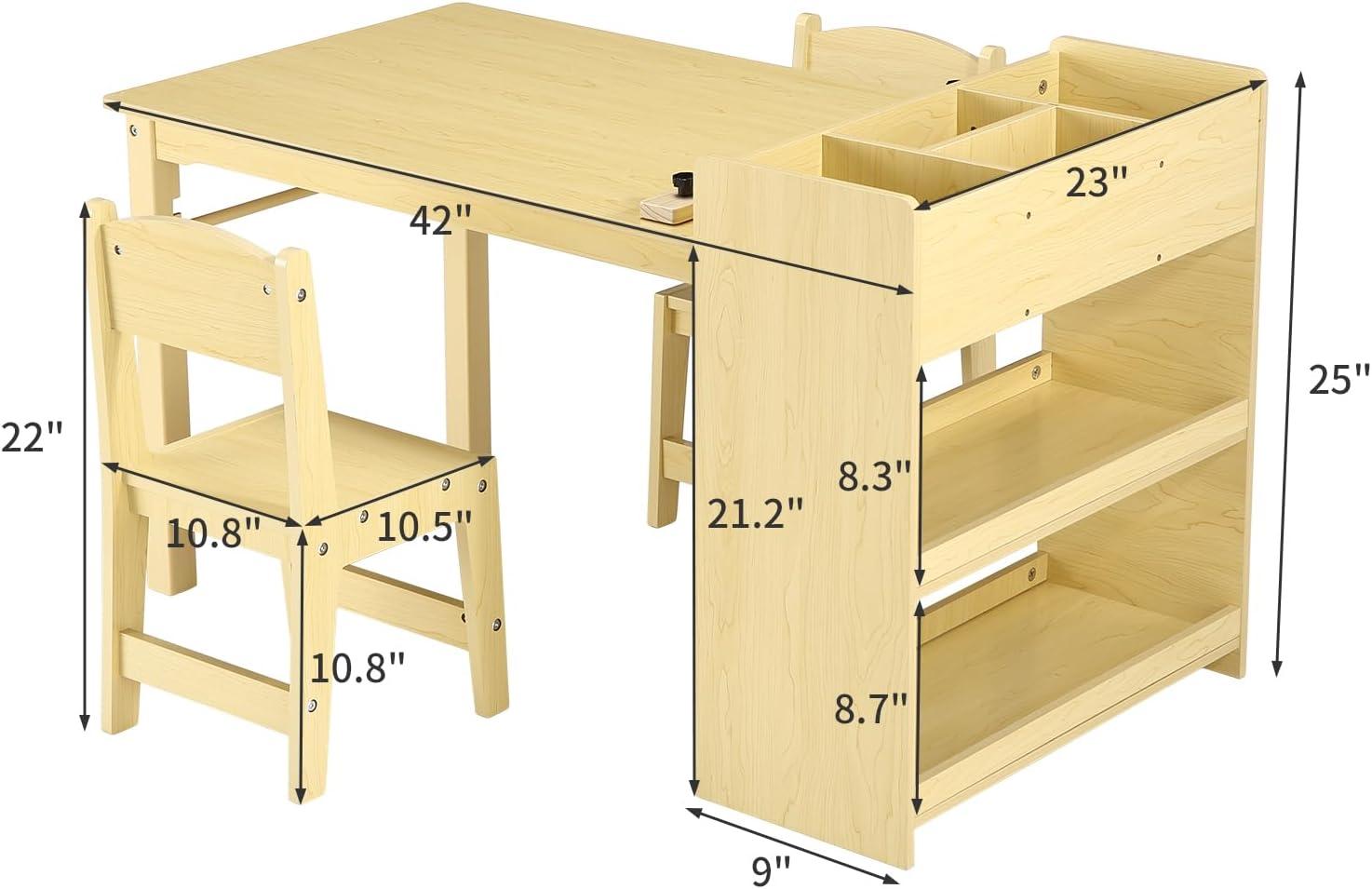 Children's Art Table Set with Chairs and Storage Shelves - Ideal for Crafting, Drawing, and Play in Nursery or Classroom