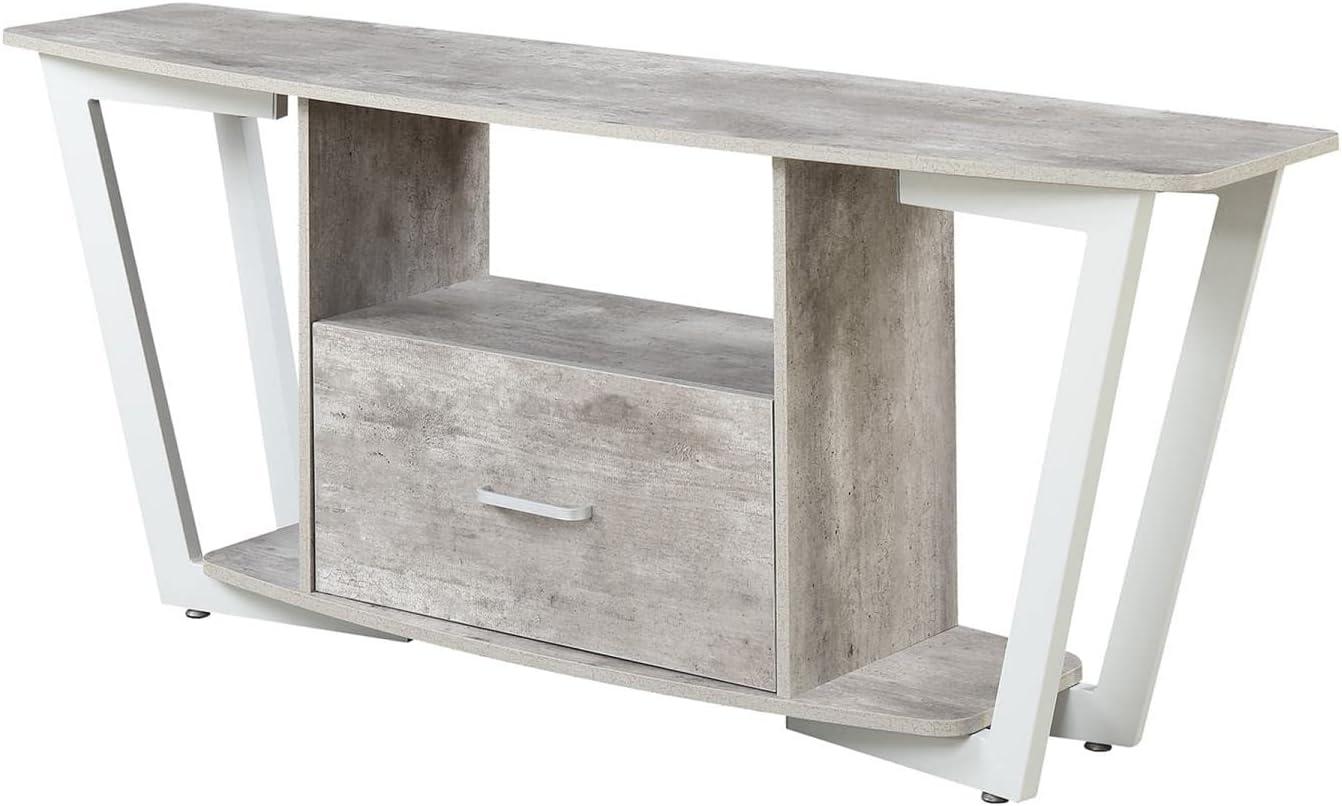 Urban Industrial White and Faux Birch 60" TV Stand with Cabinet