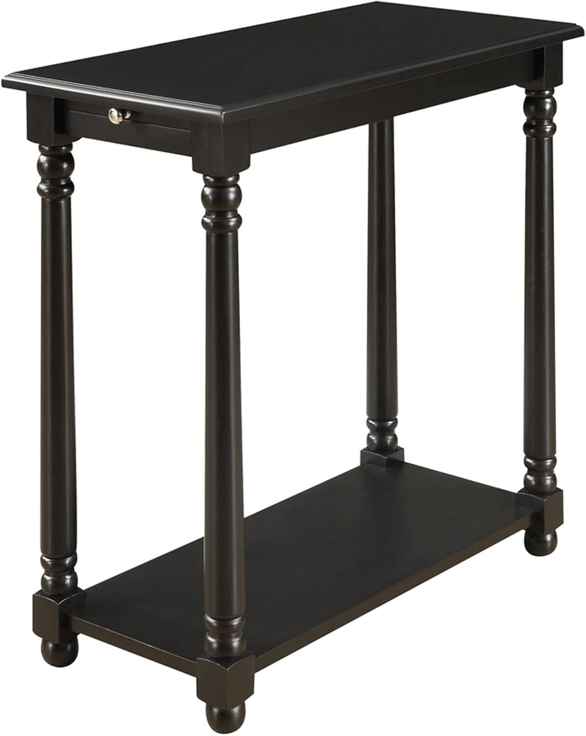 Provence Elegance Black Wooden End Table with Spindle Legs