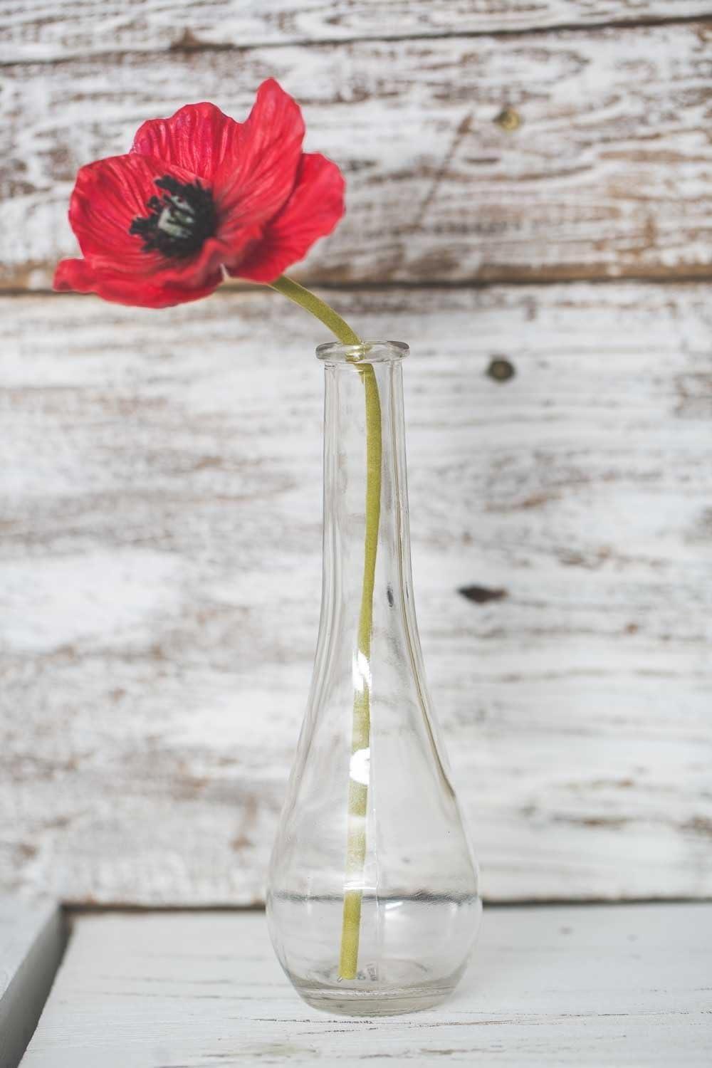 Richland Clear Round Teardrop Bud Vase 7” Set of 12