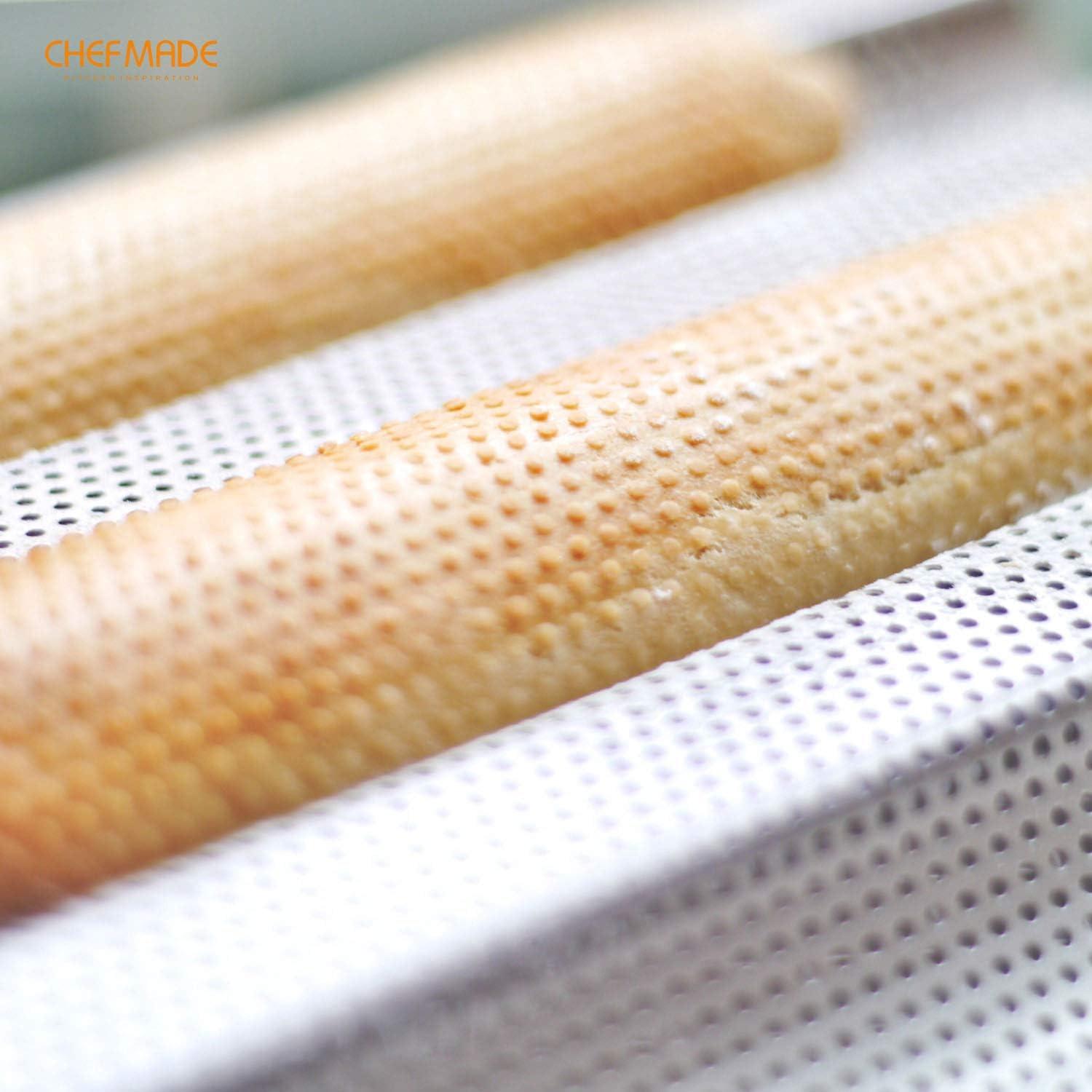 CHEFMADE 15 Inch 3 Wave Loaves Perforated Baguette Pan