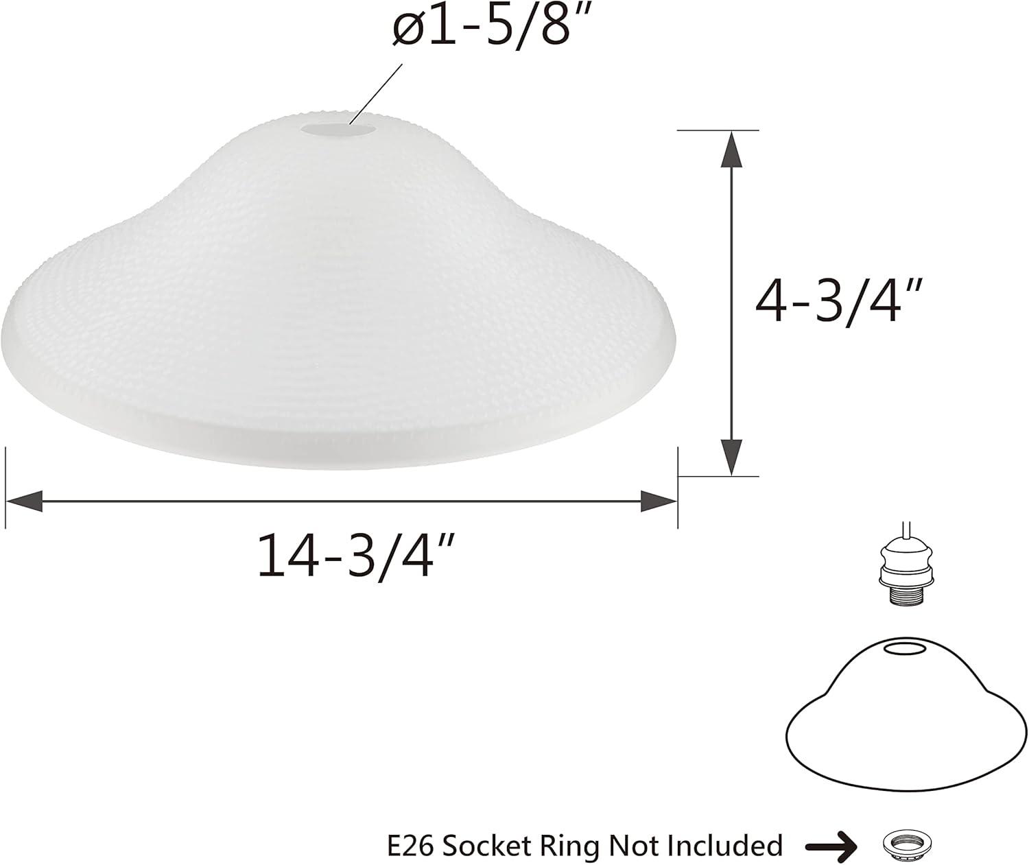 Glass Shade 4-3/4 H., White Frosted Glass Bell Torchiere/Swag Lamp and Pendant Shade with 1-5/8 in. Neckless Fitter