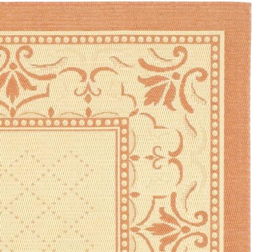 Courtyard CY0901 Power Loomed Indoor and Outdoor Area Rug - Natural/Terra - 6'7"x6'7" - Safavieh
