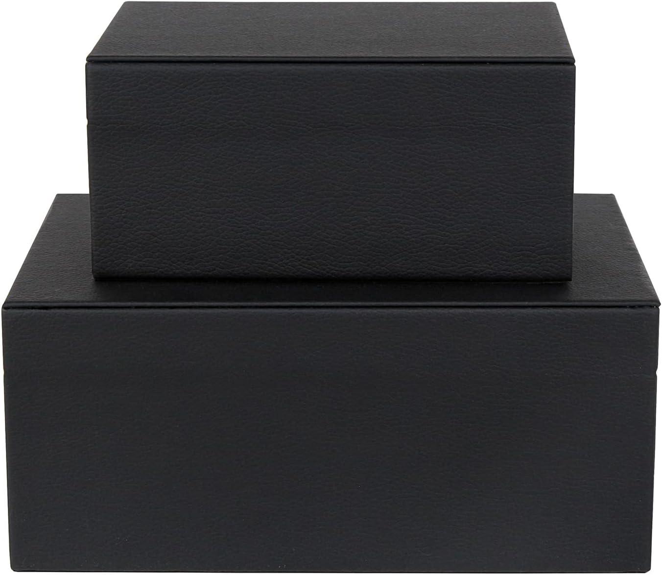 Black Faux Leather Rectangular Jewelry Storage Box Set