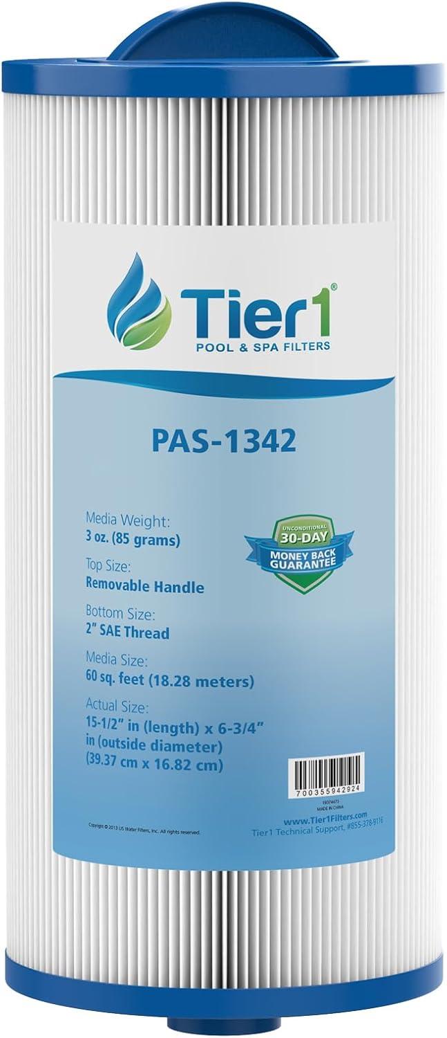 Tier1 Pool & Spa Filter Cartridge 2-pk | Replacement for Jacuzzi J300, J400, 6541-383, Pleatco PJW60TL-OT-F2S, Filbur FC-2715, Unicel 6CH-961, and More | 60 sq ft Pleated Fabric Filter Media