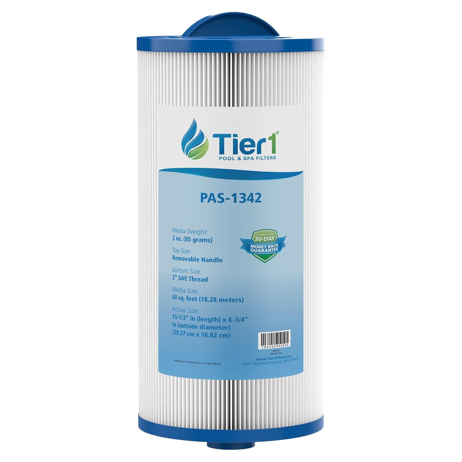 Tier1 Pool & Spa Filter Cartridge 2-pk | Replacement for Jacuzzi J300, J400, 6541-383, Pleatco PJW60TL-OT-F2S, Filbur FC-2715, Unicel 6CH-961, and More | 60 sq ft Pleated Fabric Filter Media