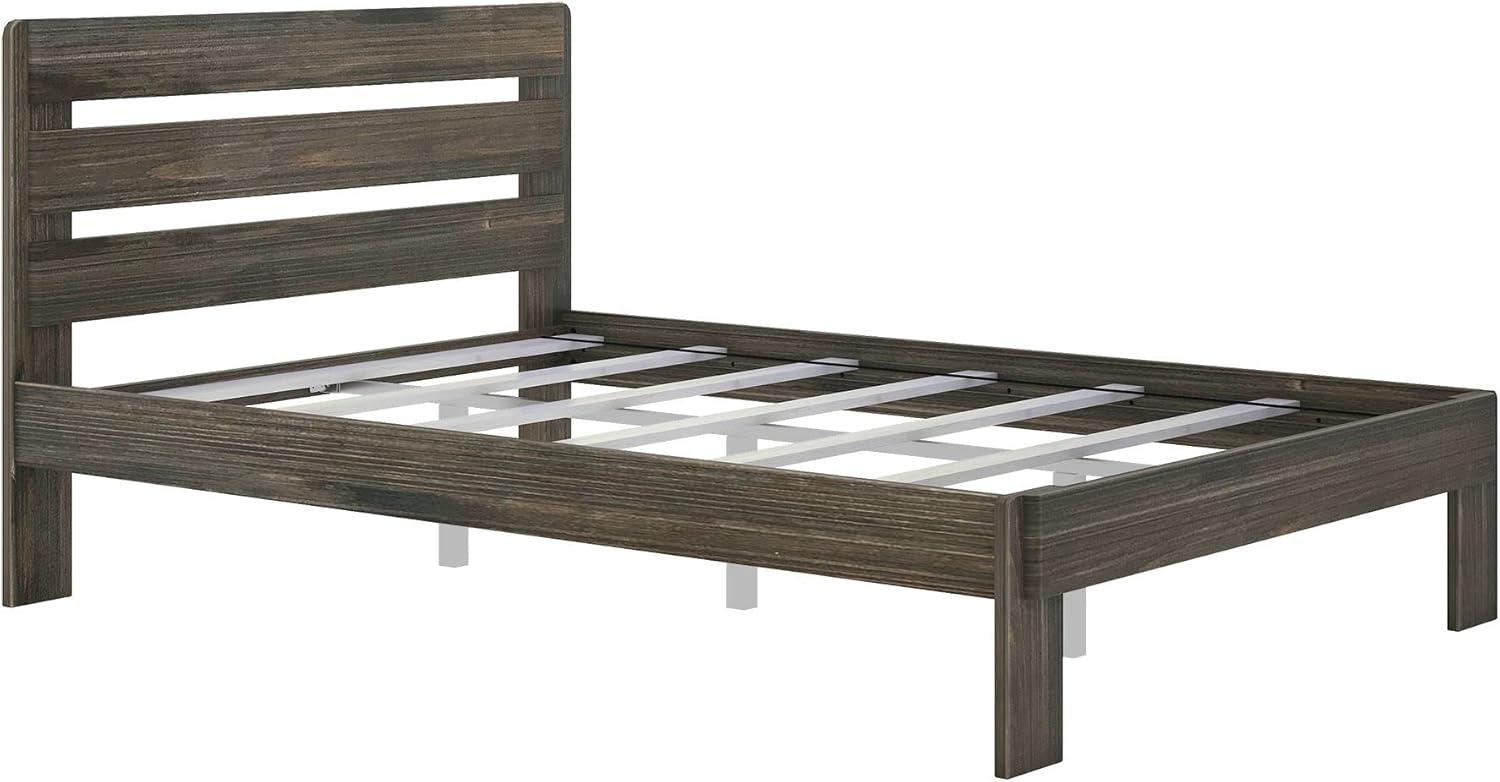 Plank+Beam Farmhouse Queen Bed with Plank Headboard, Solid Wood Platform Bed