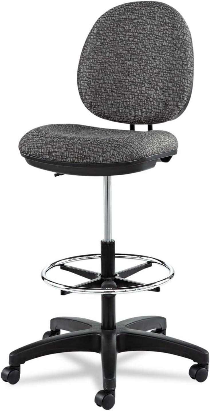 Graphite Gray Fabric Swivel Task Stool with Adjustable Footring