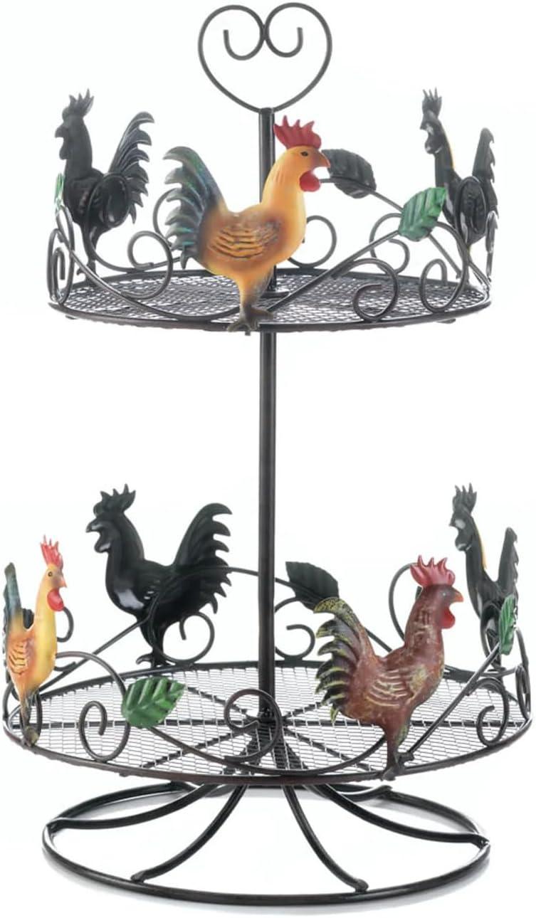 Colorful Iron Rooster 2-Tier Countertop Storage Rack