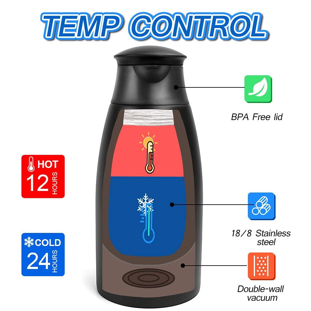 70oz Coffee Carafe Airpot Insulated Coffee Urn Stainless Steel Vacuum Thermal Pot Flask Dispenser for Coffee, Hot Water, Tea, Hot Beverage - Keep 12 Hours Hot, 24 Hours Cold-Black