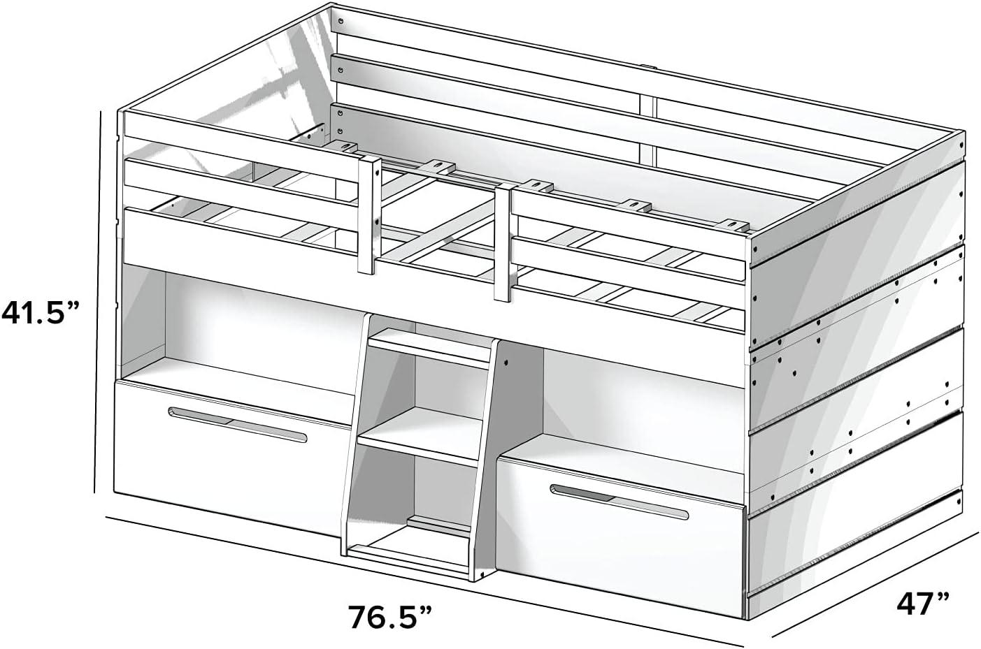 Max & Lily Farmhouse Low Loft with 2 Drawers