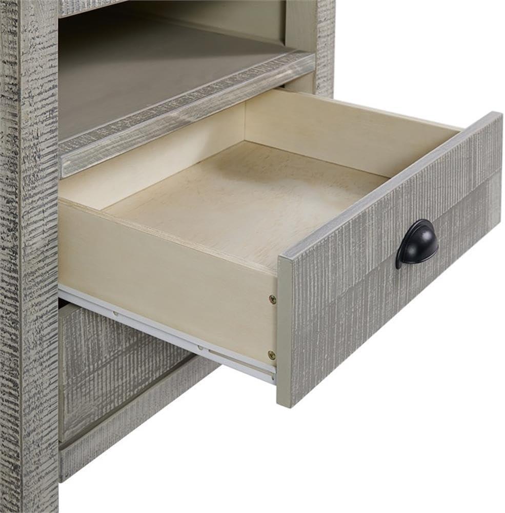 Windsor 2-Drawer Wood Nightstand for Kids Bedroom - Rustic Painted Finish, Metal Glides, Open Shelf Storage, Pine Wood Construction, 22 in. W x 17 in. D x 25 in. H, Distressed Look