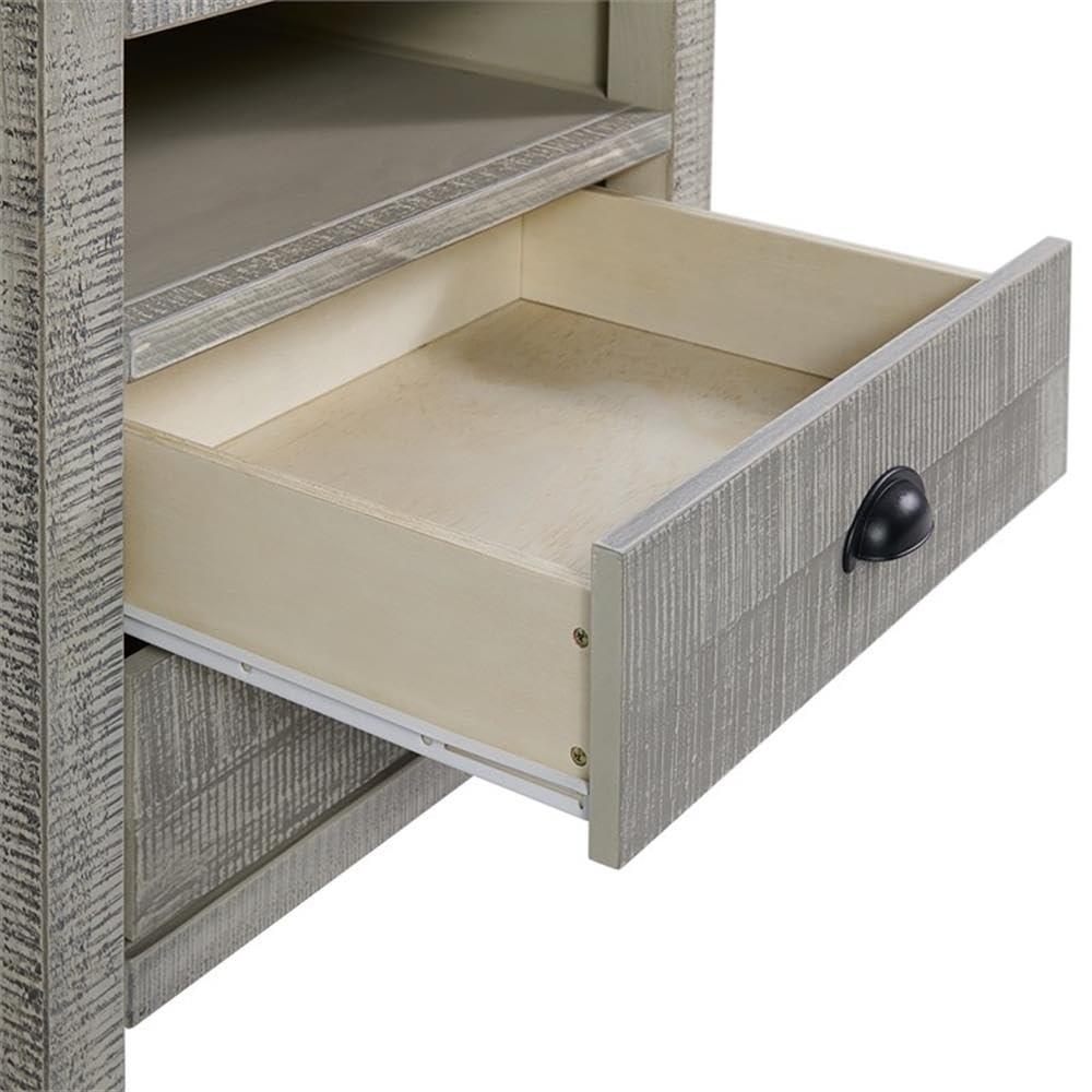 Windsor 2-Drawer Wood Nightstand for Kids Bedroom - Rustic Painted Finish, Metal Glides, Open Shelf Storage, Pine Wood Construction, 22 in. W x 17 in. D x 25 in. H, Distressed Look