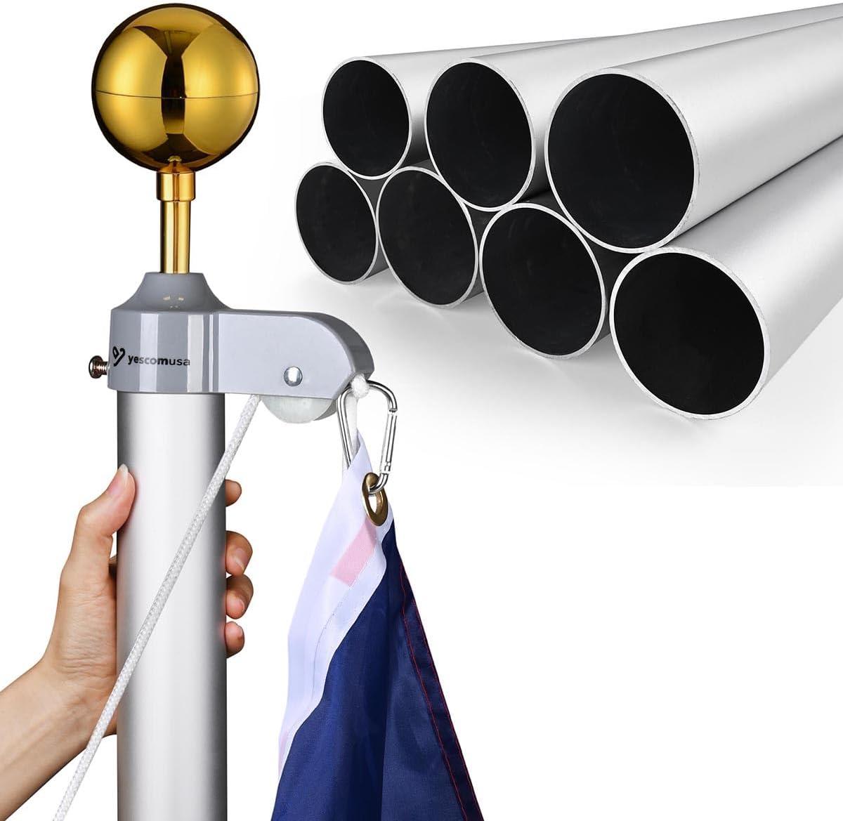 Yescom 25' Upgraded Sectional Aluminum Flagpole Silver