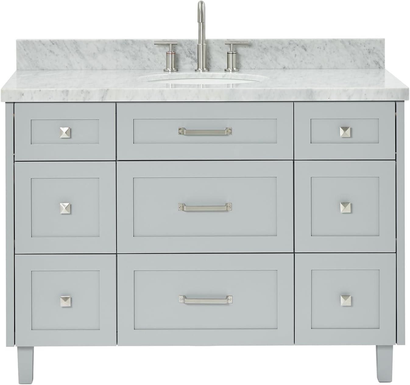 ARIEL Monrow 49 Single Sink Bathroom Vanity with Italian Carrara Marble Top