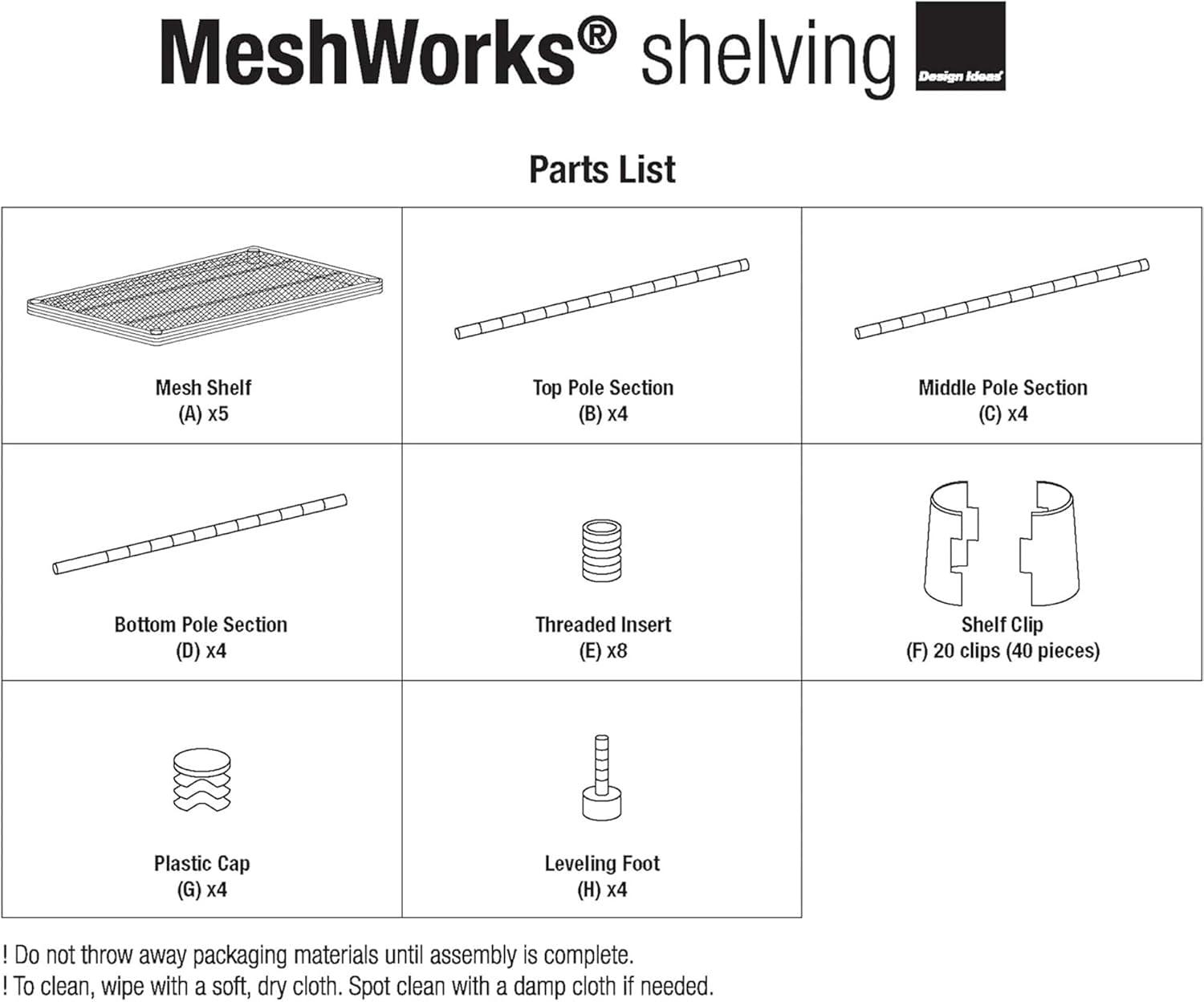 Design Ideas MeshWorks 5 Tier Metal Storage Shelving Unit Rack Bookshelf