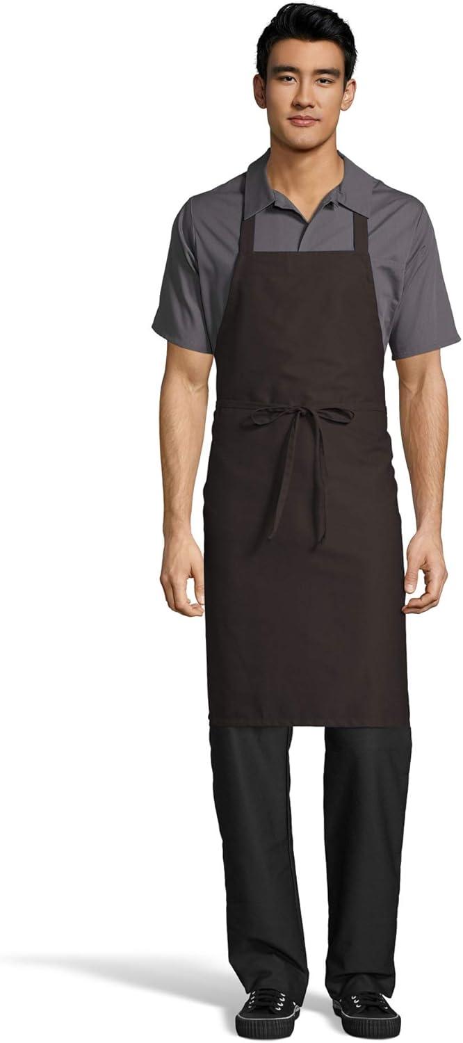 Classic Brown Unisex Cotton Bib Apron with Long Ties