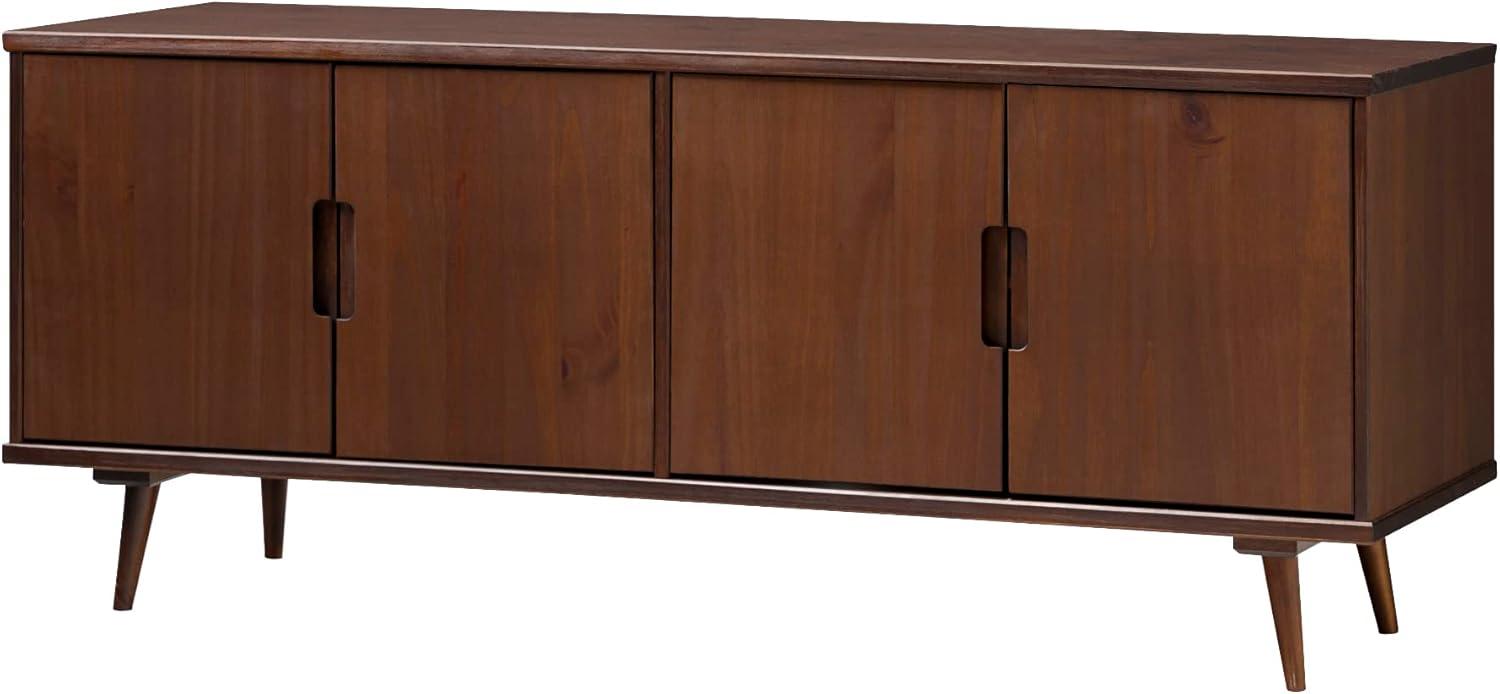 60" Simple 4-Door Solid Wood TV Stand - Walnut