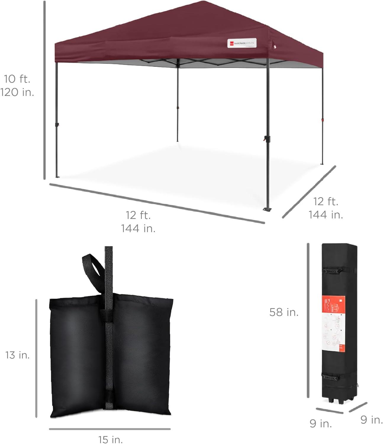 Best Choice Products Best Choice Products Easy Setup Pop Up Canopy W/ 1-Button Setup, Wheeled Case, 4 Weight Bags